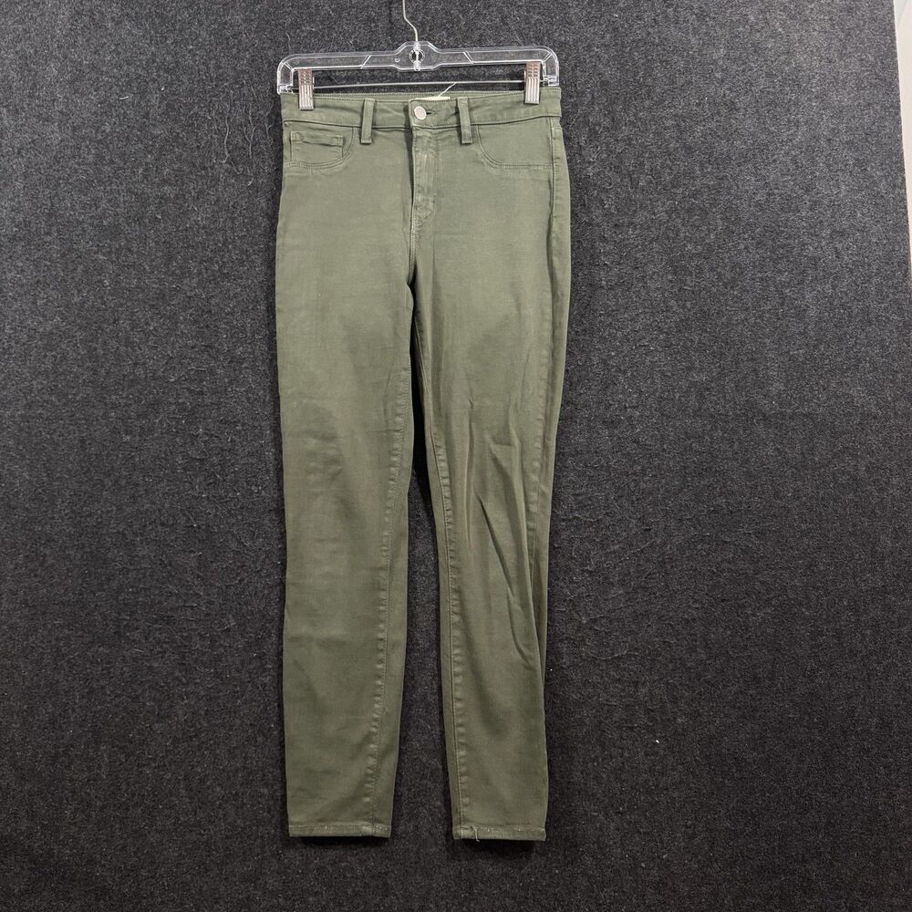 L'Agence Margot Jeans Women's 26 Green Coated High Rise Skinny Stretch USA